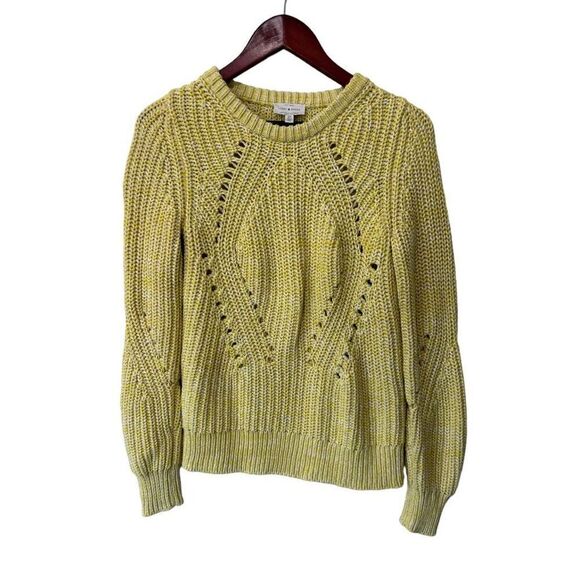 Lucky Brand Lemon Yellow Cable Knit Chunky Pull Over Crewneck Sweater Size S - Picture 1 of 12